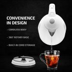 OVENTE Electric Kettle, 1.7L Fast Boiling Water Heater for Coffee or Tea, BPA Free with Water Level Gauge, Auto Shut-Off, Boil-Dry Protection, Indicator Light and Removable Filter, White KP72W - Image 4