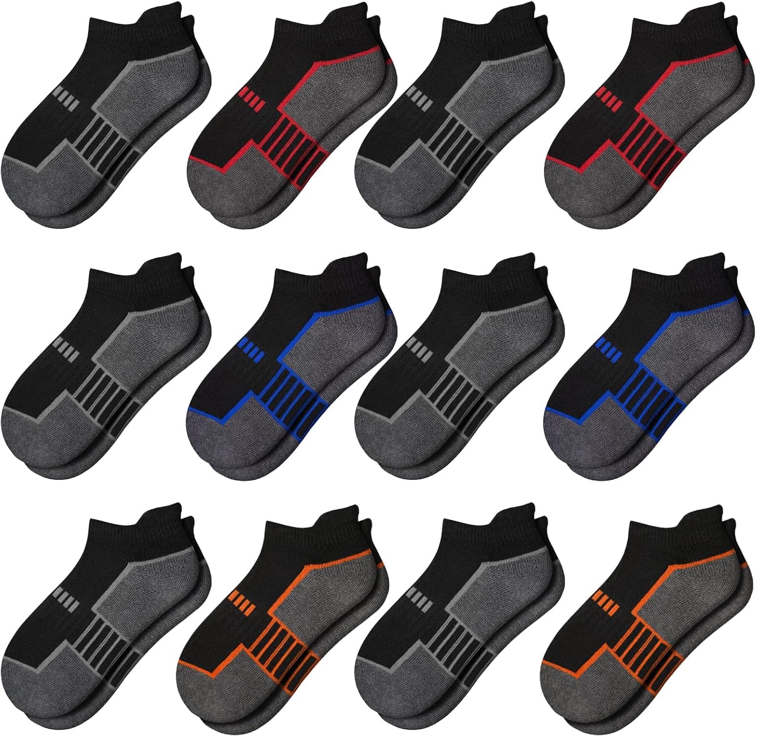 Comfoex 12 Pairs Boys Socks - Ankle Low Cut Athletic Half Cushioned Short Socks For Kids 4-6, 6-8, 8-10 Years Old 1 Comfoex 12 Pairs Boys Socks - Ankle Low Cut Athletic Half Cushioned Short Socks For Kids 4-6, 6-8, 8-10 Years Old