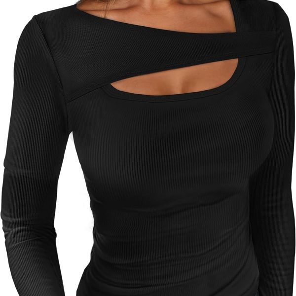 Reddit Deals | Shop the Best Online Deals 32 ANRABESS Womens Cutout Tops Trendy Sexy Long Sleeve Shirts Ribbed Slim Fit Tee 2025 Fall Fashion Going Out Tshirts Clothes