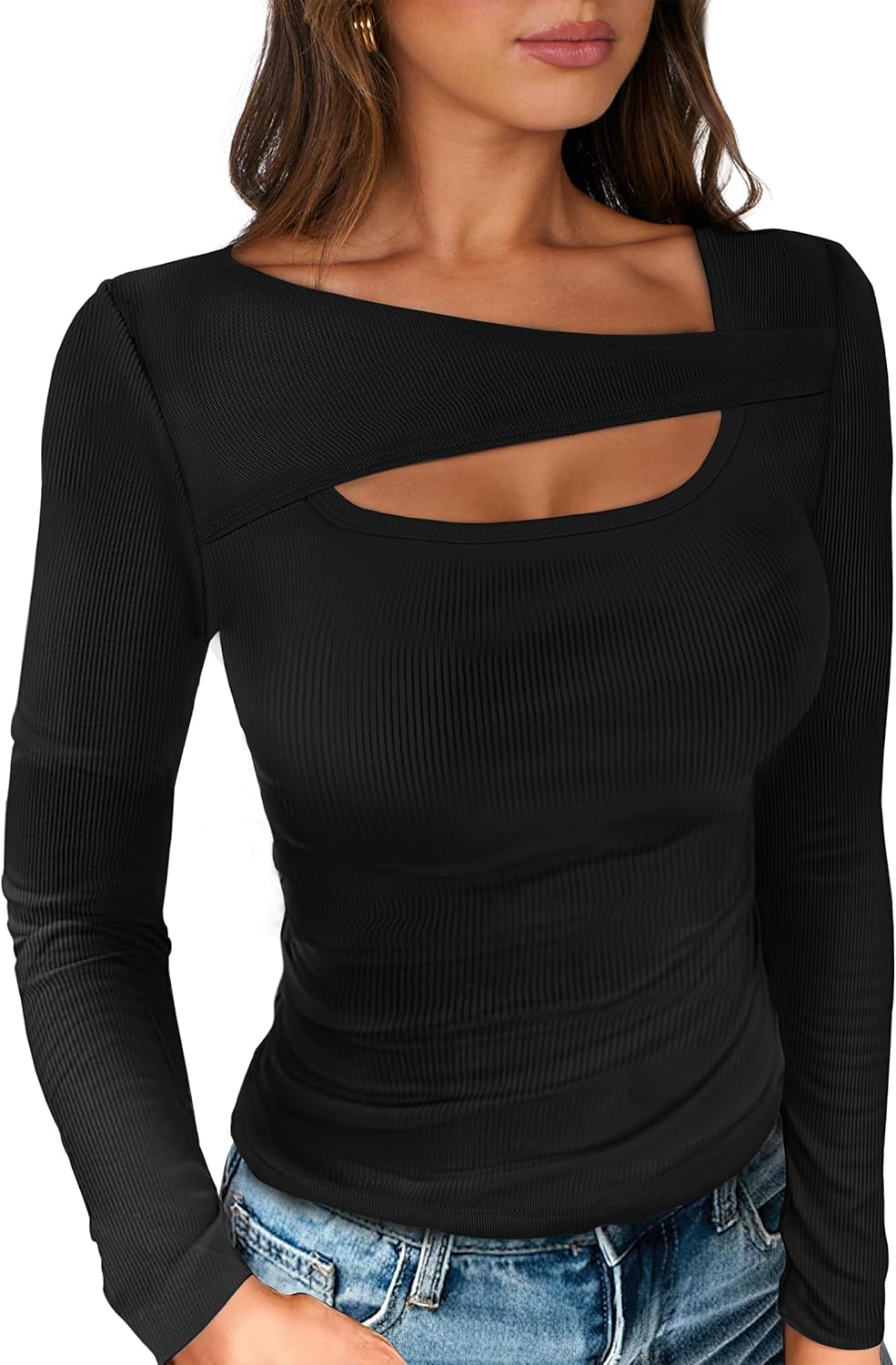 ANRABESS Womens Cutout Tops Trendy Sexy Long Sleeve Shirts Ribbed Slim Fit Tee 2025 Fall Fashion Going Out Tshirts Clothes 1 ANRABESS Womens Cutout Tops Trendy Sexy Long Sleeve Shirts Ribbed Slim Fit Tee 2025 Fall Fashion Going Out Tshirts Clothes