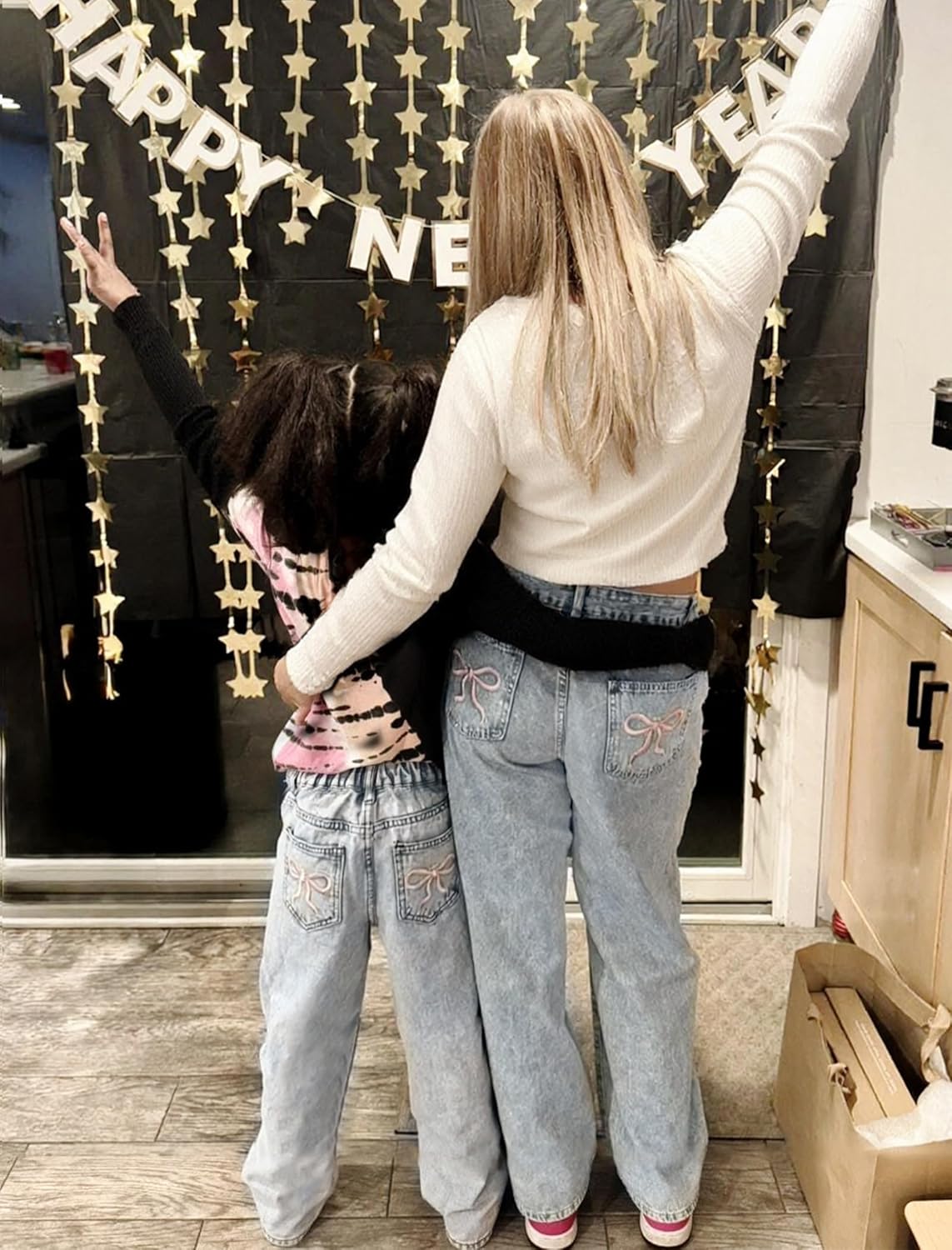 Girls Wide Leg Jeans Baggy Bow Embroidery High Elastic Waist Denim Pants Cute Y2K Trendy Tween Streetwear 8-16Y 6 Girls Wide Leg Jeans Baggy Bow Embroidery High Elastic Waist Denim Pants Cute Y2K Trendy Tween Streetwear 8-16Y - Image 6