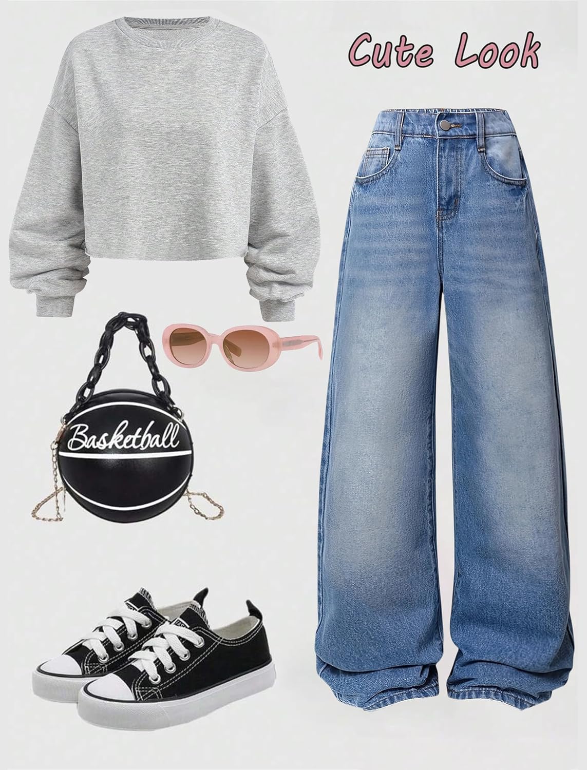 Jeans for Girls Baggy Wide Leg Cute Bow High Elastic Waisted Denim Pants Y2K Boyfriend Skater Streetwear 7-14Y 3 Jeans for Girls Baggy Wide Leg Cute Bow High Elastic Waisted Denim Pants Y2K Boyfriend Skater Streetwear 7-14Y - Image 3