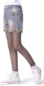 Henwarry Girls Sparkle Fishnet Stockings Children's High Waist Tights Rhinestone Hollow Out Party Pantyhose - Image 4