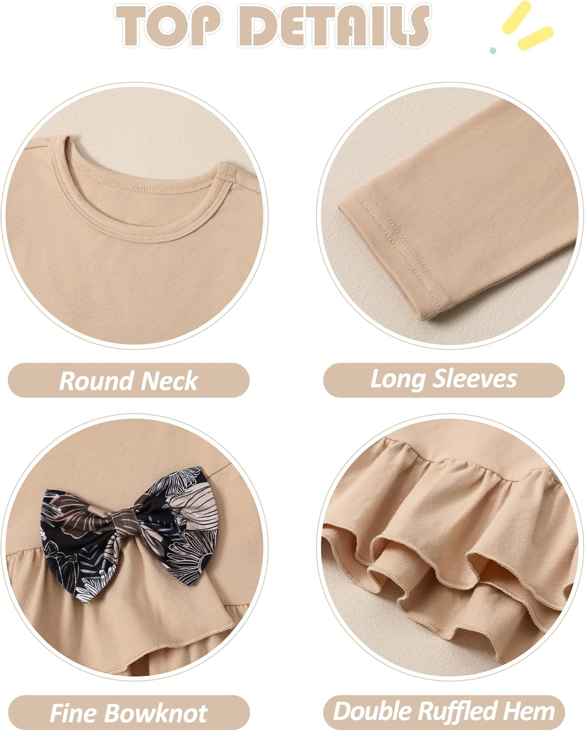 Toddler Girl Clothes 18M-8T Girls Fall Winter Outfit, Long Sleeve Ruffle Bowknot Top + Floral Pants 2Pcs Clothing Set 3 Toddler Girl Clothes 18M-8T Girls Fall Winter Outfit, Long Sleeve Ruffle Bowknot Top + Floral Pants 2Pcs Clothing Set - Image 3