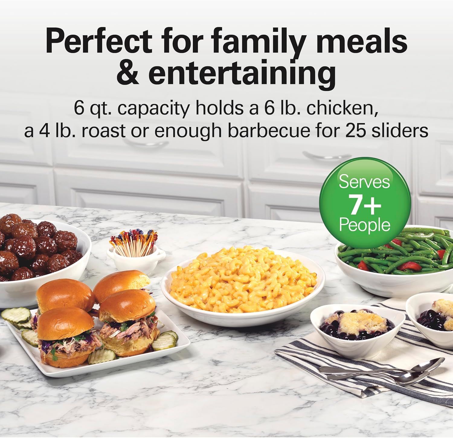 Hamilton Beach 6-Quart Slow Cooker with 3 Cooking Settings, Dishwasher-Safe Stoneware Crock & Glass Lid, Silver (33665G) 2 Hamilton Beach 6-Quart Slow Cooker with 3 Cooking Settings, Dishwasher-Safe Stoneware Crock & Glass Lid, Silver (33665G) - Image 2