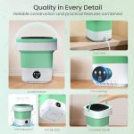 Portable Washing Machine - 16L Mini Foldable Washer with Spin Basket, 3 Cleaning Modes & Deep Cleaning for Small Clothes, Collapsible Laundry for Apartment, Home, Hotel and Travel (Green) - Image 6
