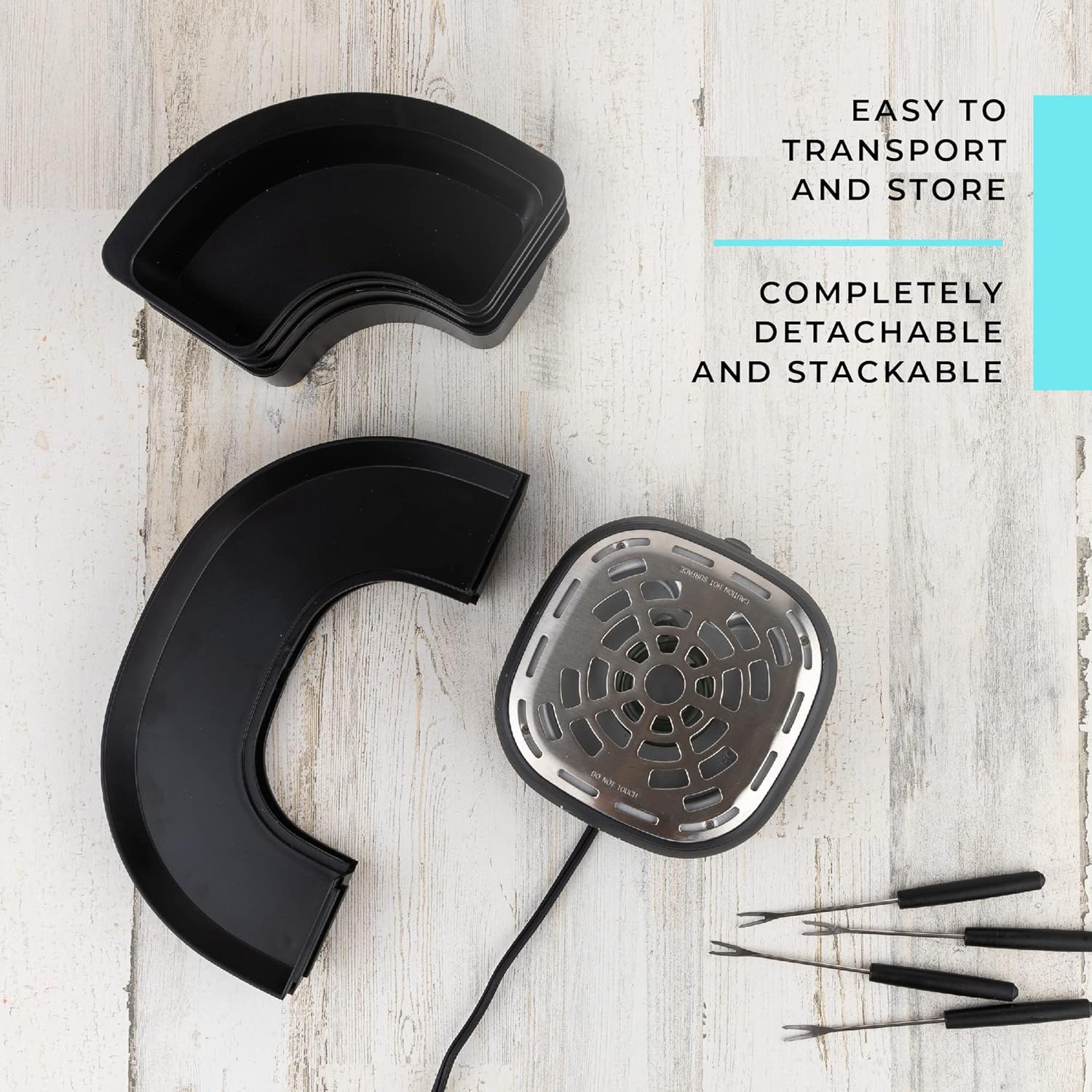 Kusini Smores Maker Tabletop Indoor - Flameless Electric Marshmallow Roaster – 4 Detachable Trays & 4 Roasting Forks – Gift Set & Date Night Idea. Movie Night Supplies & Housewarming Gift 5 Kusini Smores Maker Tabletop Indoor - Flameless Electric Marshmallow Roaster – 4 Detachable Trays & 4 Roasting Forks – Gift Set & Date Night Idea. Movie Night Supplies & Housewarming Gift - Image 5