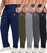 5 Pack Mens Sweatpants Open Bottom Joggers for Men with Zip Pockets Loose Fit Mesh Athletic Pants for Running,Casual