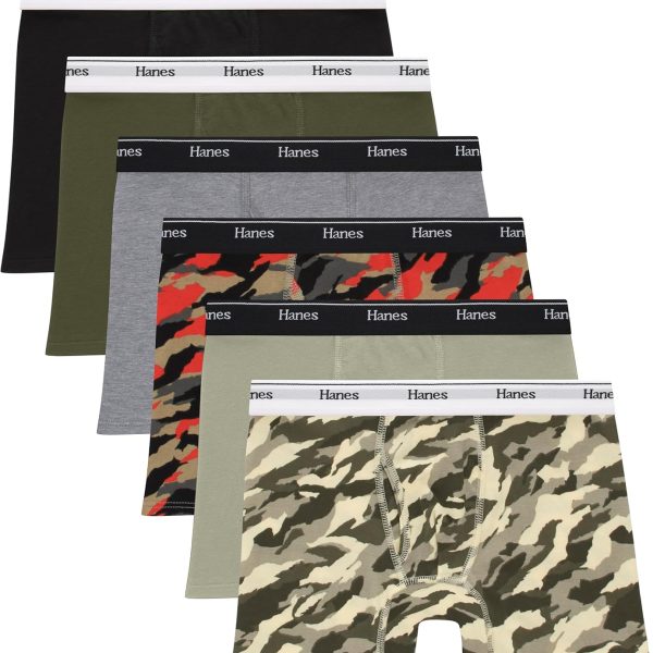 Hanes boys Originals Boxer Briefs, Stretch Cotton Underwear, Assorted, 6-pack