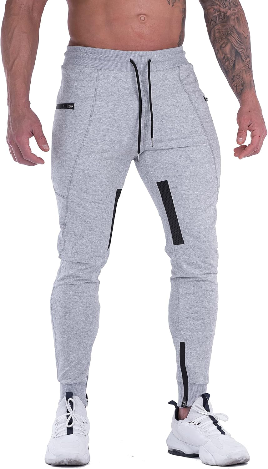 FIRSTGYM Mens Joggers Sweatpants Slim Fit Workout Training Thigh Mesh FIRSTGYM Mens Joggers Sweatpants Slim Fit Workout Training Thigh Mesh Gym Jogger Pants with Zipper Pockets
