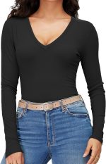 iGENJUN Women Long Sleeve V Neck Shirts for Women Business Casual Work Top Knit Slim Fit for Fall - Image 7