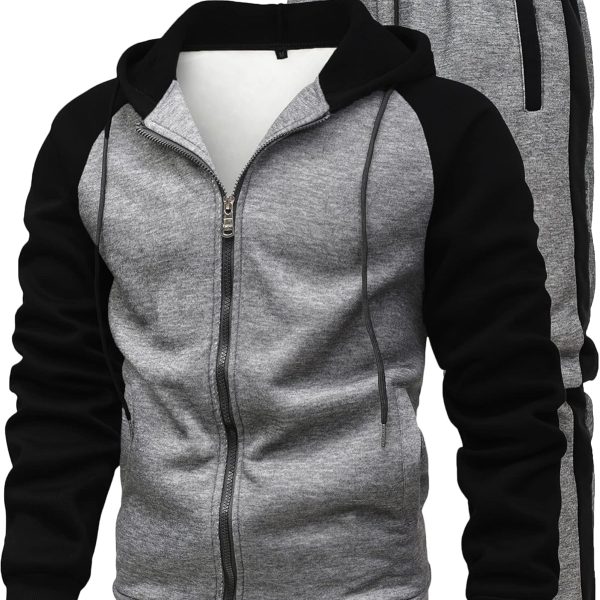 GXAMOY Men's 2 Pieces Tracksuits Running Sports Suits Drawstring Waistband Sweatsuit