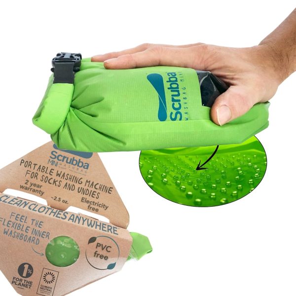 Scrubba Wash Bag MINI Ultra-Compact Washing Machine - Ideal for Travel, Camping & Hiking | Portable Washer & Dry Bag, 50% smaller than original Scrubba