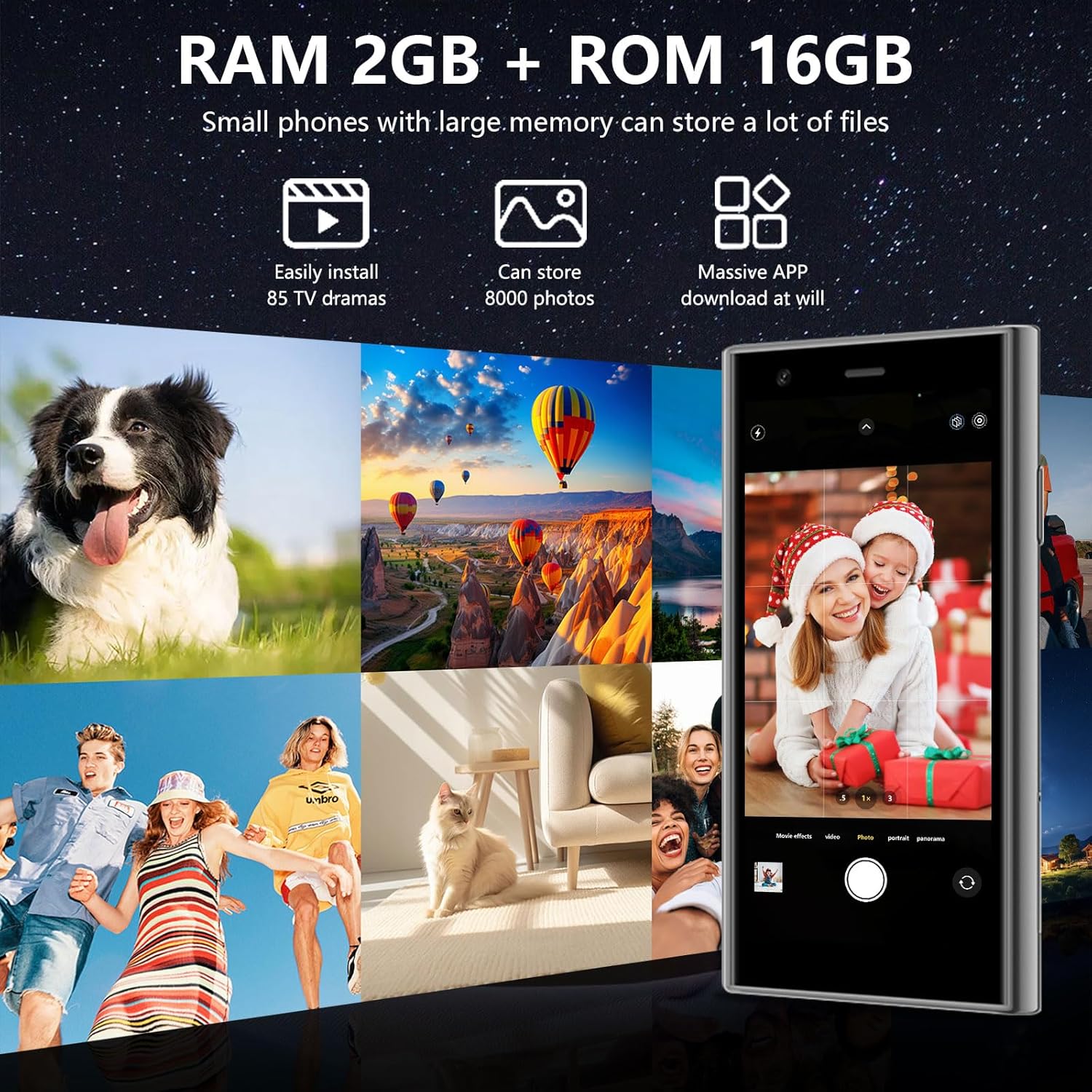 Mini Smartphone 3G Unlocked Mini Phone Kid's Smartphone 3.0'' HD Touch Screen World's Smallest 1000mAh Battery Dual SIM Little Mobile Phone with Face ID Pocket Child Cellphone 2GB+16GB Black 4 Mini Smartphone 3G Unlocked Mini Phone Kid's Smartphone 3.0'' HD Touch Screen World's Smallest 1000mAh Battery Dual SIM Little Mobile Phone with Face ID Pocket Child Cellphone 2GB+16GB Black - Image 4