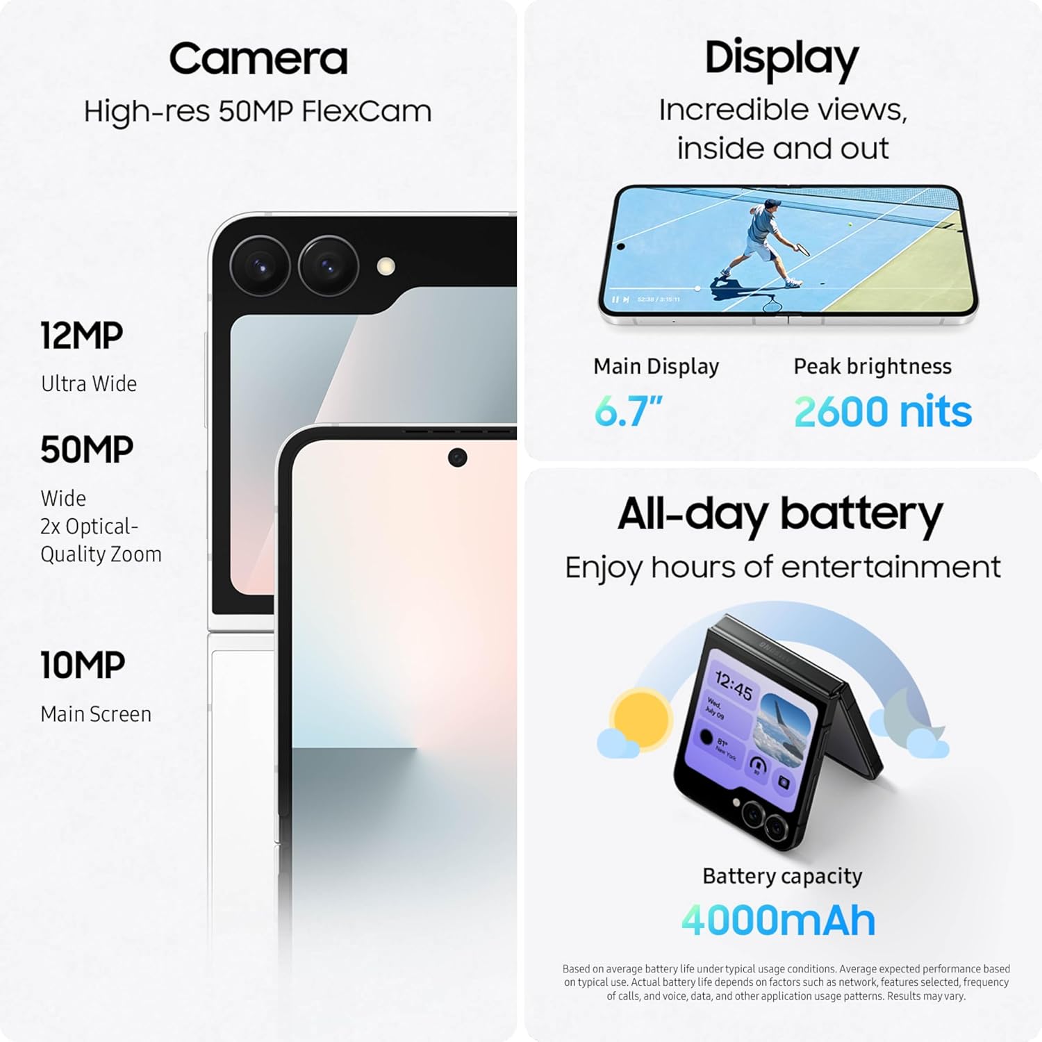 Samsung Galaxy Z Flip7 FE Cell Phone, 256GB AI Smartphone, Unlocked Android, Long Battery Life, 2025, US 1 Yr Manufacturer Warranty, Black 5 Samsung Galaxy Z Flip7 FE Cell Phone, 256GB AI Smartphone, Unlocked Android, Long Battery Life, 2025, US 1 Yr Manufacturer Warranty, Black - Image 5