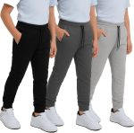 MONEY JONES ESSENTIALS Boys Sweatpants 3Pack - Fleece Joggers, Drawstring & Pockets, Slim Fit - Order 1 Size Up for Relax Fit