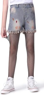 Henwarry Girls Sparkle Fishnet Stockings Children's High Waist Tights Rhinestone Hollow Out Party Pantyhose - Image 3