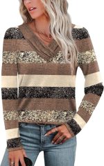 WIHOLL Long Sleeve Shirts for Women Fall Outfits V Neck T Shirts Button Down Tunic Tops Fashion Clothing - Image 3