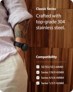 Fullmosa Metal Band Compatible with Apple Watch Bands 45mm 44mm 42mm 46mm 49mm 41mm 40mm 38mm, iWatch Band with Case for Apple Watch Series 11 10 9 8 7 6 5 4 3 2 1 SE3/2/1 Ultra3/2/1 , 42mm 44mm 45mm, Black - Image 3