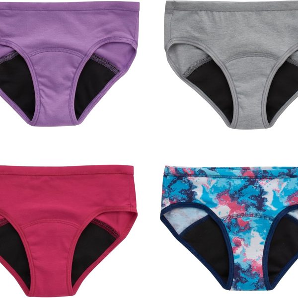 Hanes girls Period Underwear Boxer Briefs, Comfort Period Boxer Brief Panties for Girls, Moderate Protection