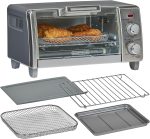 BLACK+DECKER Crisp 'N Bake Air Fry Countertop Convection Toaster Oven, Medium Capacity, 4-Slice, 5-in-1, Fits 9” Pizza, 30-Min Timer, Bake, Broil, Air Fry, Toast, Keep Warm, Stainless Steel