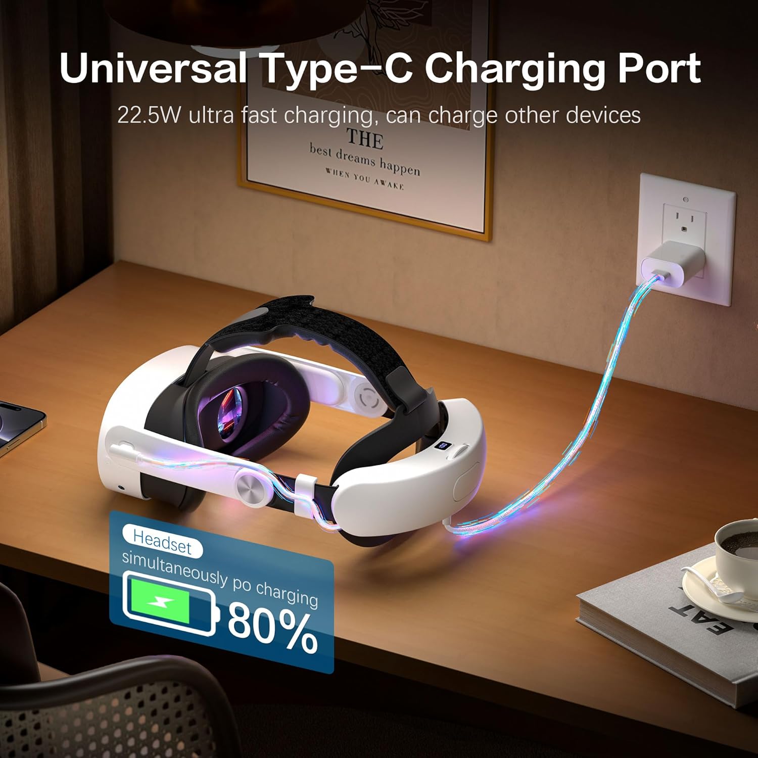 Head Strap for Oculus Meta Quest 3/3S with Battery, Adjustable VR Accessories with One-Click Fit, Rear Cushion Dial, 2–4H Playtime, VR Head Strap Reduce Facial Stress for Gaming Comfort 5 Head Strap for Oculus Meta Quest 3/3S with Battery, Adjustable VR Accessories with One-Click Fit, Rear Cushion Dial, 2–4H Playtime, VR Head Strap Reduce Facial Stress for Gaming Comfort - Image 5