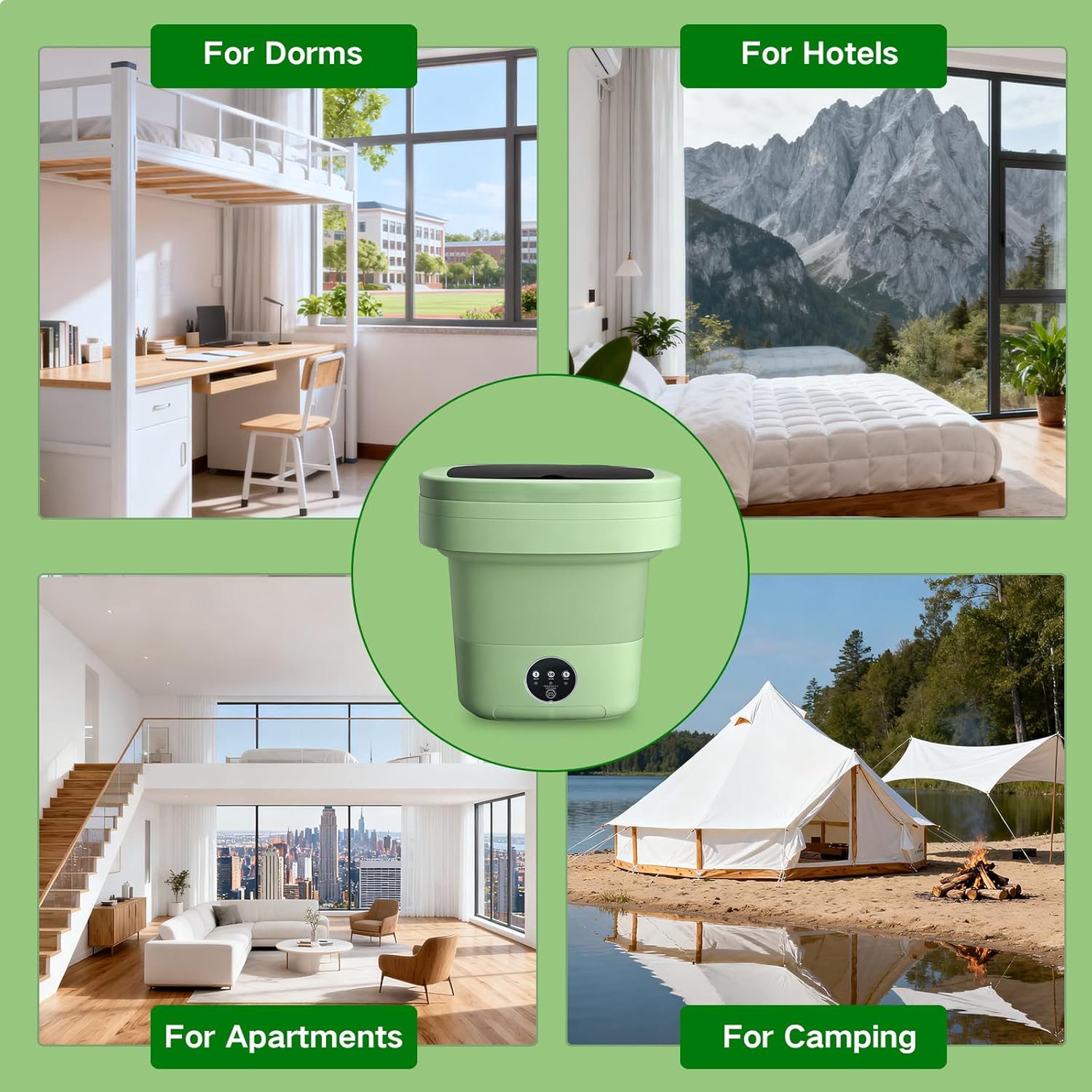 15L Portable Washing Machine, LGLRTD Small Foldable Washer with 3 Cleaning Modes for Baby Clothes, Underwear, Small Items, Mini Collapsible Laundry for Travel Apartment Home Hotel Camping (Green) 7 15L Portable Washing Machine, LGLRTD Small Foldable Washer with 3 Cleaning Modes for Baby Clothes, Underwear, Small Items, Mini Collapsible Laundry for Travel Apartment Home Hotel Camping (Green) - Image 7