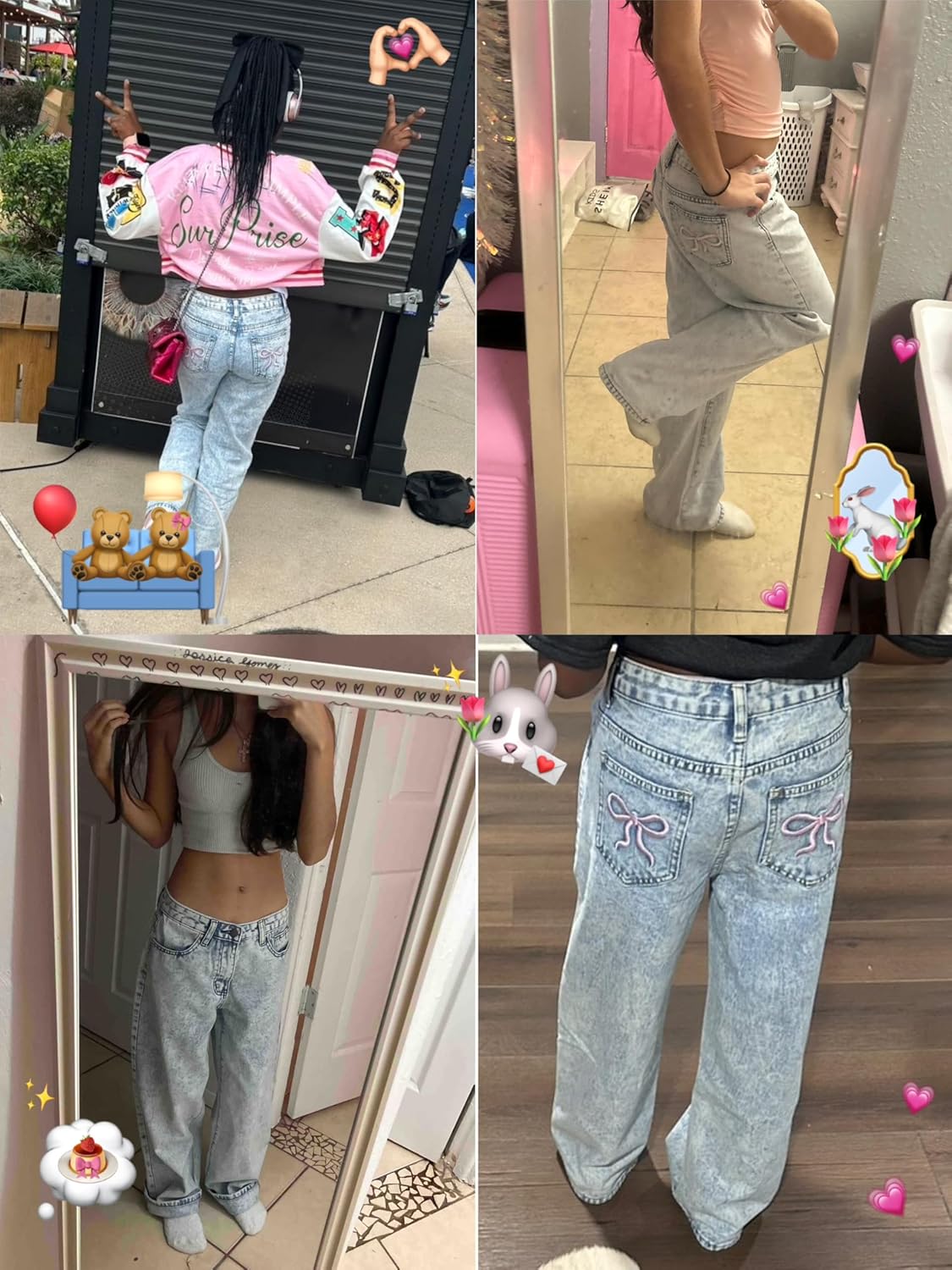 Girls Wide Leg Jeans Baggy Bow Embroidery High Elastic Waist Denim Pants Cute Y2K Trendy Tween Streetwear 8-16Y 7 Girls Wide Leg Jeans Baggy Bow Embroidery High Elastic Waist Denim Pants Cute Y2K Trendy Tween Streetwear 8-16Y - Image 7