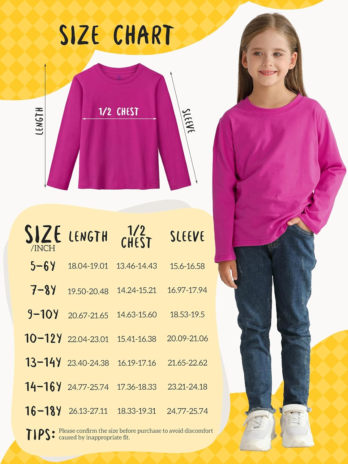 5 Pack Girls Long Sleeve Shirts Cotton T-Shirts Long-Sleeve Tagless Layering Tees for Youth Teen Girls 5-18 Years 2 5 Pack Girls Long Sleeve Shirts Cotton T-Shirts Long-Sleeve Tagless Layering Tees for Youth Teen Girls 5-18 Years - Image 2