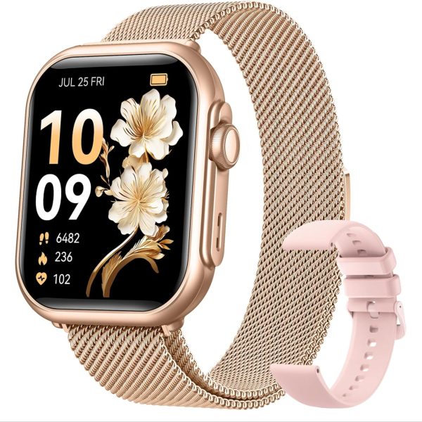 Smart Watch for Android/iPhone, 5ATM Fitness Watches for Women with 110+ Sports Modes, Bluetooth Calls/Messages/App Notifications, Health Monitor Blood Pressure/Heart Rate/SpO2/Sleep, Gifts for Women