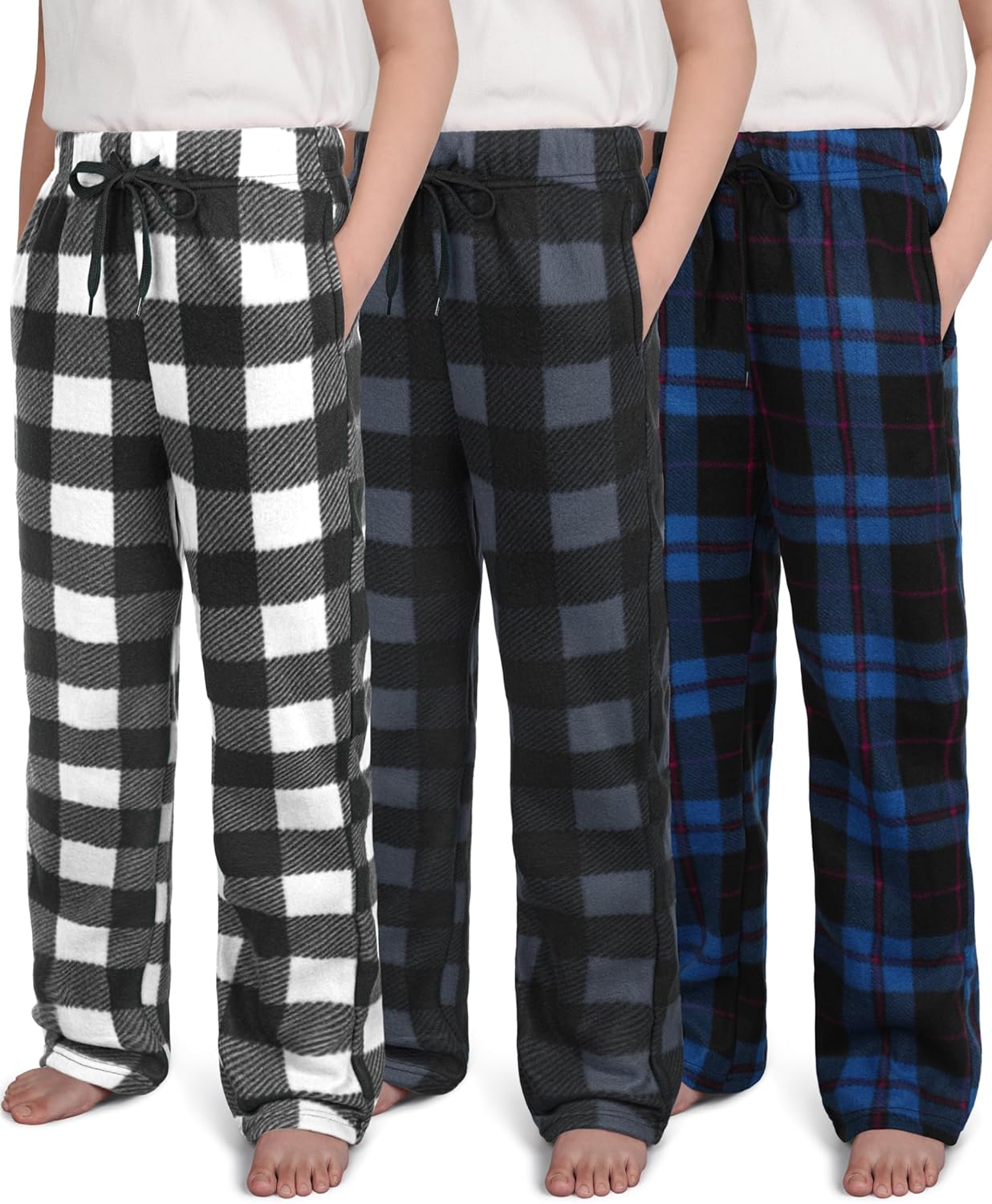 IHU 3 Pack Boys Pajama Pants Kids Micro Fleece Pj Bottoms Sleepwear Plaid Lounge Pant with Drawstring Pockets Boy Clothes 1 IHU 3 Pack Boys Pajama Pants Kids Micro Fleece Pj Bottoms Sleepwear Plaid Lounge Pant with Drawstring Pockets Boy Clothes