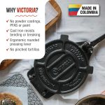 Victoria 8 Inches Cast Iron Tortilla Press, Roti Maker and Tortilladora, Pataconera Seasoned with Flaxseed Oil, Made in Colombia - Image 2