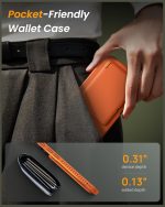for iPhone 17 Pro Max Case with Credit Card Holder, Built-in Camera Cover & Stand, Silicone Bumper Raised Edge Full Body Protective Phone Cover Case for iPhone 17 Pro Max 6.9" 2025, Orange - Image 7
