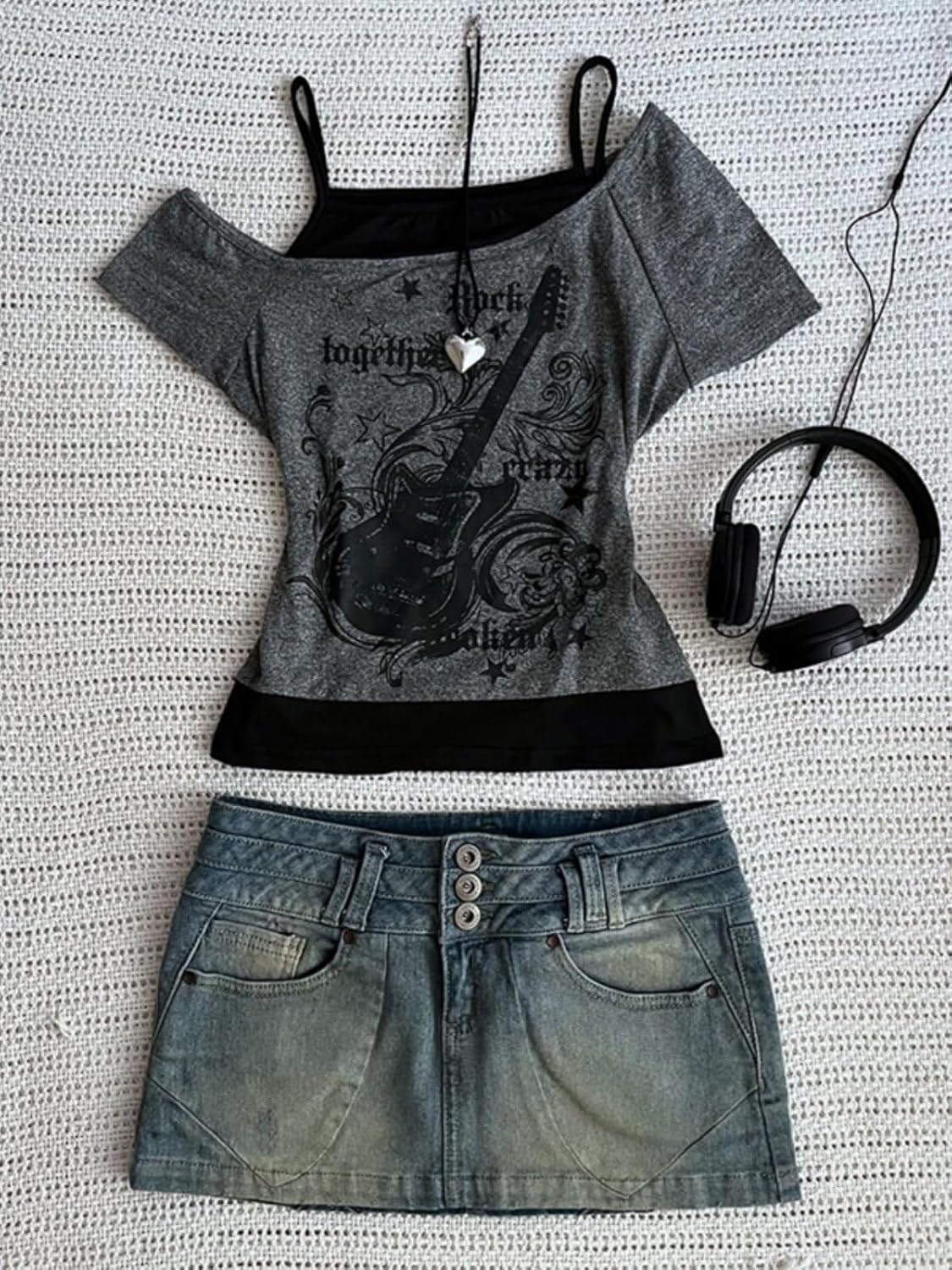 Emo Grunge Shirts Women 2000s Graphic Baby Tees Fake Two Piece Short Sleeve Vintage Y2k Crop Top Goth Alt Clothes 1 Emo Grunge Shirts Women 2000s Graphic Baby Tees Fake Two Piece Short Sleeve Vintage Y2k Crop Top Goth Alt Clothes