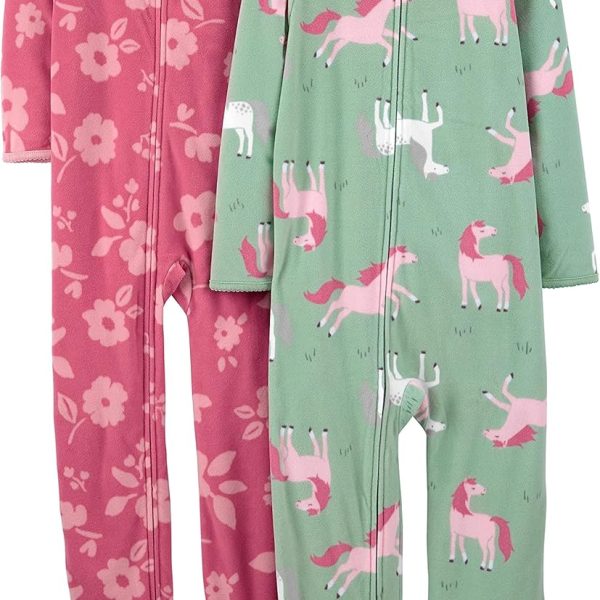 Simple Joys by Carter's Girls' 2-Pack Loose-fit Fleece Footed Pajamas