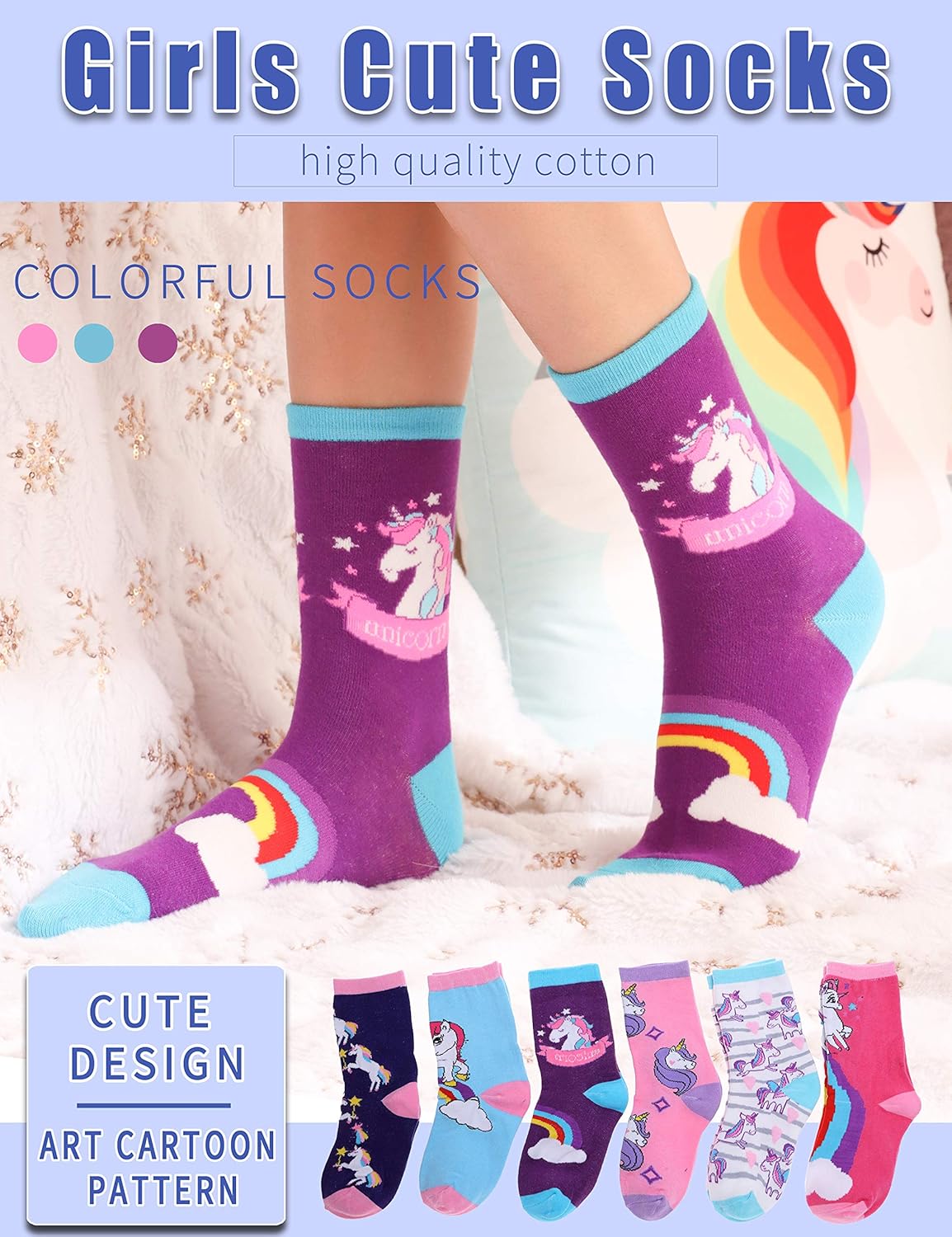 Anlisim Girls Socks Cute Animal Pattern Cartoon Novelty Fashion Soft Cotton Socks 6 Pairs 4 Anlisim Girls Socks Cute Animal Pattern Cartoon Novelty Fashion Soft Cotton Socks 6 Pairs - Image 4