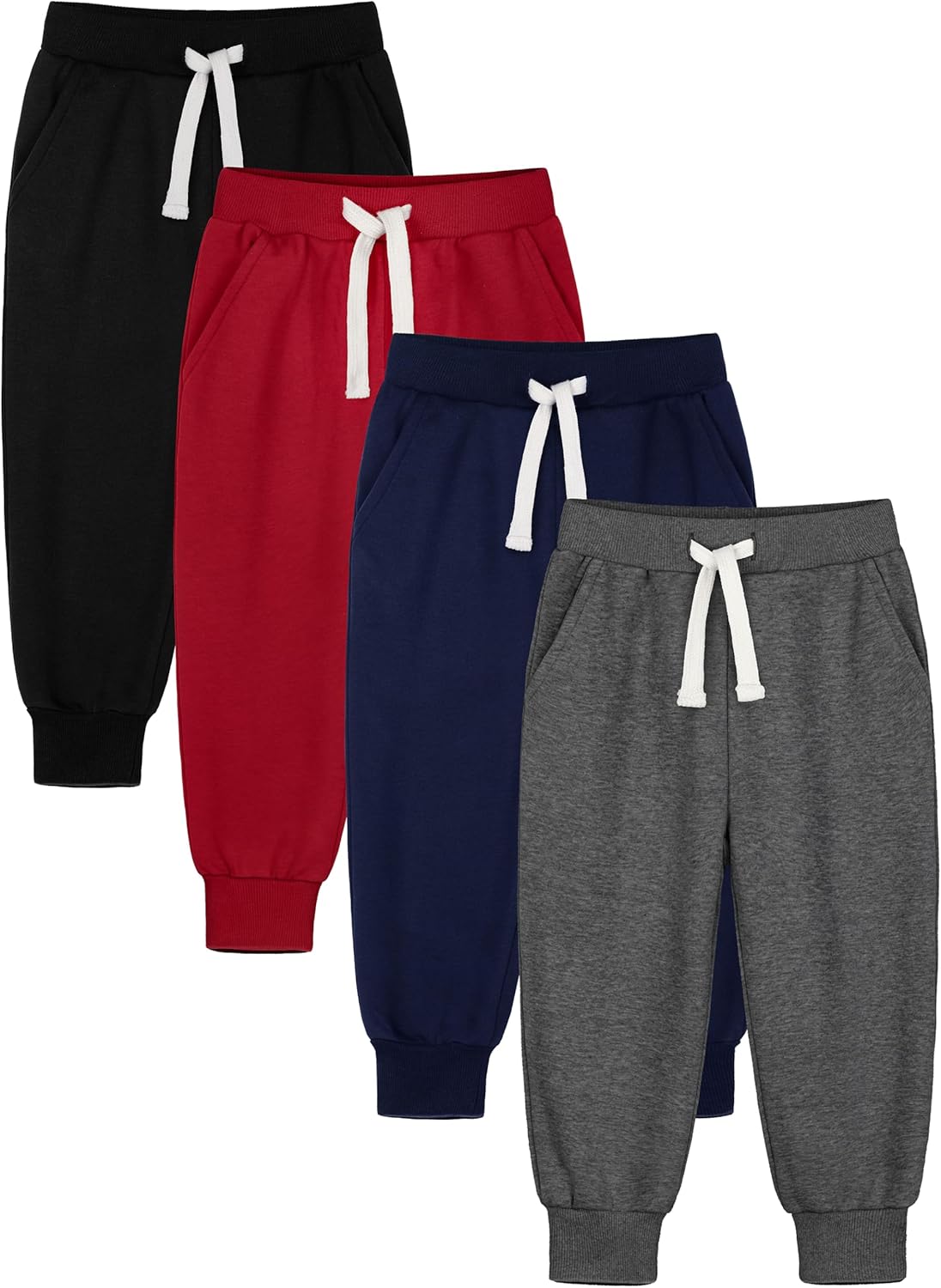 HXP 4 Pack Toddler Boys Sweatpants Pure Cotton Toddler Sweatpants HXP 4 Pack Toddler Boys Sweatpants Pure Cotton Toddler Sweatpants Boys Kids Joggers Pants with Pocket Drawstring