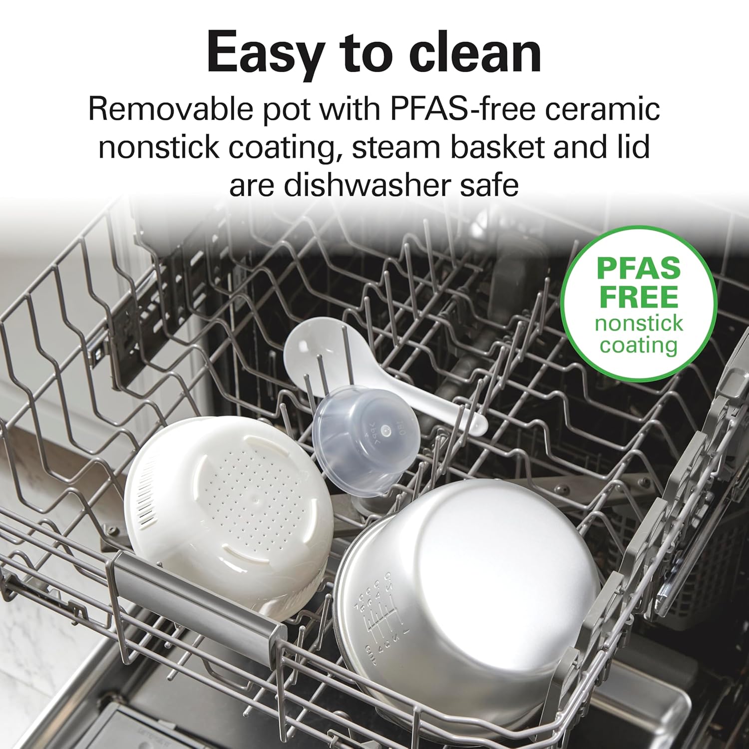 Hamilton Beach Digital Programmable Rice Cooker & Food Steamer, 8 Cups Cooked (4 Uncooked), With Steam & Rinse Basket, Stainless Steel (37518) 7 Hamilton Beach Digital Programmable Rice Cooker & Food Steamer, 8 Cups Cooked (4 Uncooked), With Steam & Rinse Basket, Stainless Steel (37518) - Image 7