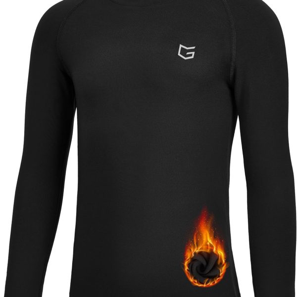 G Gradual Youth Boys Compression Thermal Shirt Long Sleeve Fleece Undershirt for Boy Football Baseball Soccer Base Layer