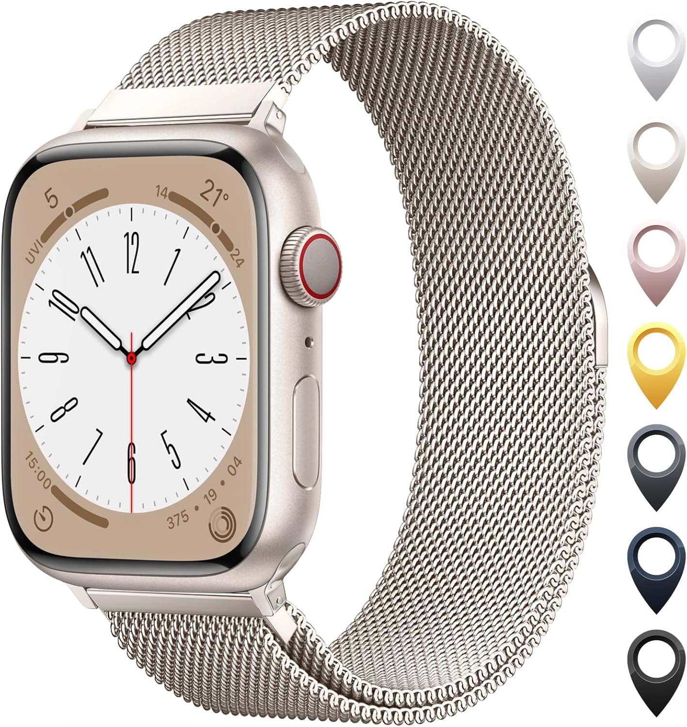 Original Milanese Loop Band Compatible with Apple Watch 38mm 40mm Original Milanese Loop Band Compatible with Apple Watch 38mm 40mm 41mm 42mm 44mm 45mm 46mm 49mm - Women & Men Magnetic Closure Adjustable Metal Strap for iWatch Series 11 10 9 8 7 6 5 4 SE2 3 Ultra2 3