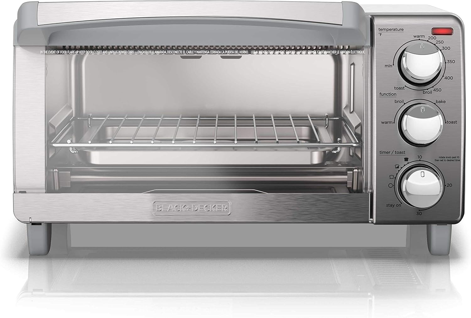 BLACK+DECKER 4-Slice Toaster Oven with Natural Convection, Stainless Steel, TO1760SS (TO1760SST-1) 8 BLACK+DECKER 4-Slice Toaster Oven with Natural Convection, Stainless Steel, TO1760SS (TO1760SST-1) - Image 8