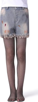 Henwarry Girls Sparkle Fishnet Stockings Children's High Waist Tights Rhinestone Hollow Out Party Pantyhose - Image 2