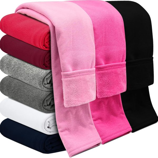 Girls Fleece Lined Leggings Cotton Kids Winter Warm Leggings Thick Thermal Tights Pants