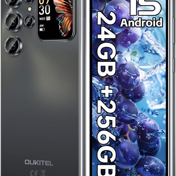 OUKITEL C62 PRO Cell Phone Unlocked-24GB+256GB/TF 1TB Smartphone, 6.88" Display &1.81" Rear Screen, 5150mAh Battery Android 15 Phone, 13MP Camera, 4G Dual SIM Mobile Phone, 5G WiFi/BT5.0/NFC/GPS,Black