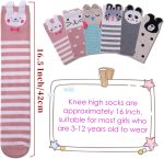 FNOVCO Girls Knee High Socks Kids Crazy Fun Gift Cute Animal Patterns Cotton Long Socks 6 Pairs - Image 4