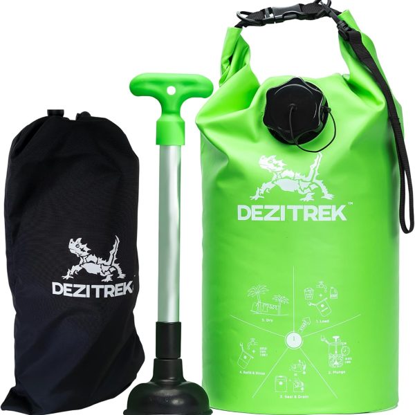 One Hand Wash Bag and Plunger Set - Off Grid Washing Machine Non Electric for Camping Travel | Eco Friendly Portable Manual Clothes