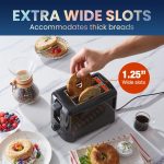 Elite Gourmet ECT1027B Cool Touch Toaster with 6 Temperature Settings & Extra Wide 1.25" Slots for Bagels, Waffles, Specialty Breads, Puff Pastry, Snacks, ETL Certified, 2 Slices, Black - Image 3