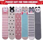 FNOVCO Girls Knee High Socks Kids Crazy Fun Gift Cute Animal Patterns Cotton Long Socks 6 Pairs - Image 5