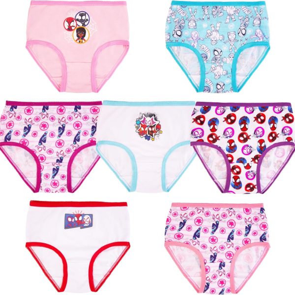 Marvel girls Spiderman and Ghost Spider Amazon Exclusive Toddler 7-pack of 100% Combed Cotton Panties in Sizes 2/3t, 4t & 5t