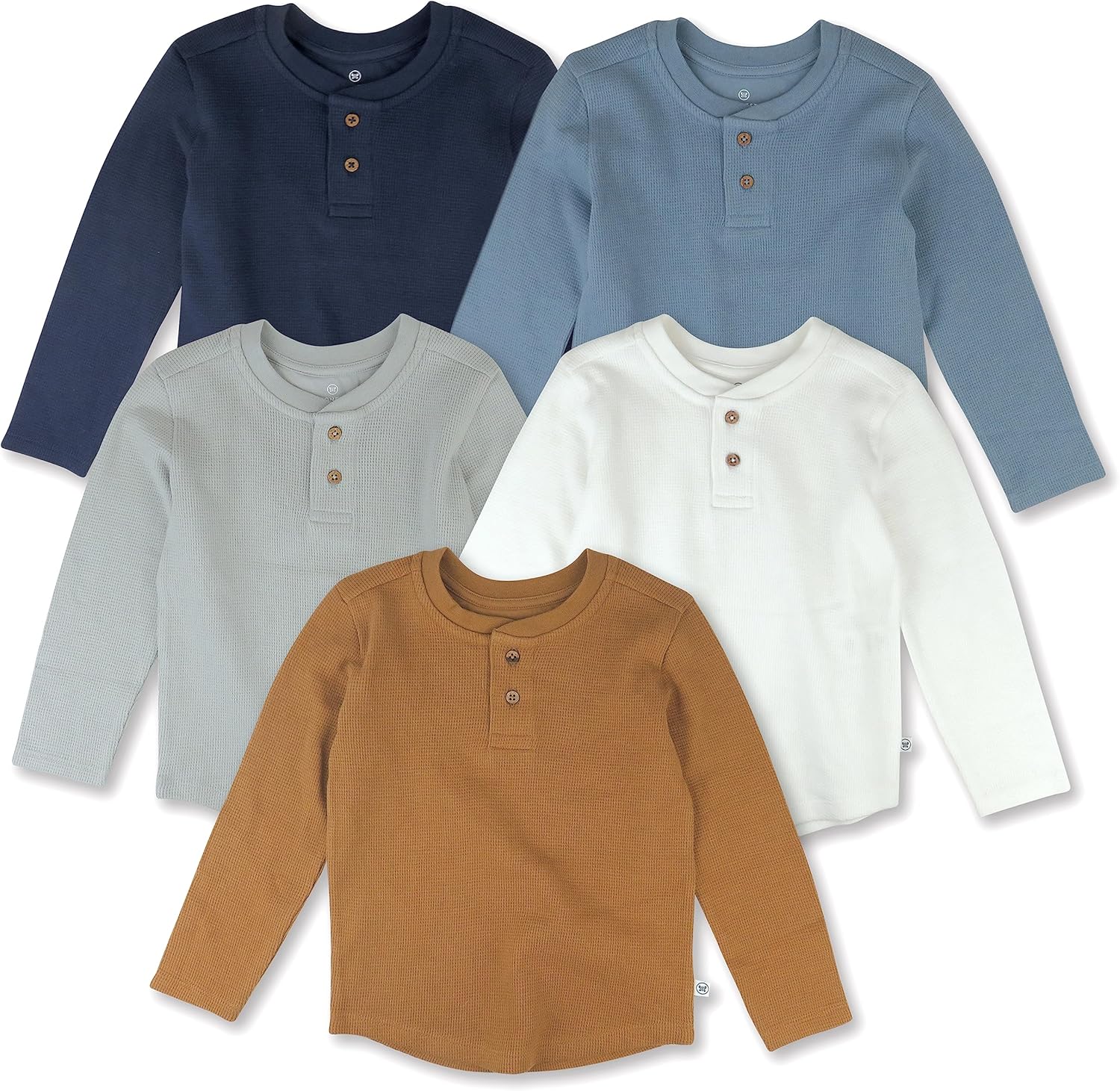 HonestBaby 5-pack Waffle Henley Long Sleeve Shirts 100% Organic Cotton HonestBaby 5-pack Waffle Henley Long Sleeve Shirts 100% Organic Cotton for Infant Baby and Toddler Boys, Unisex